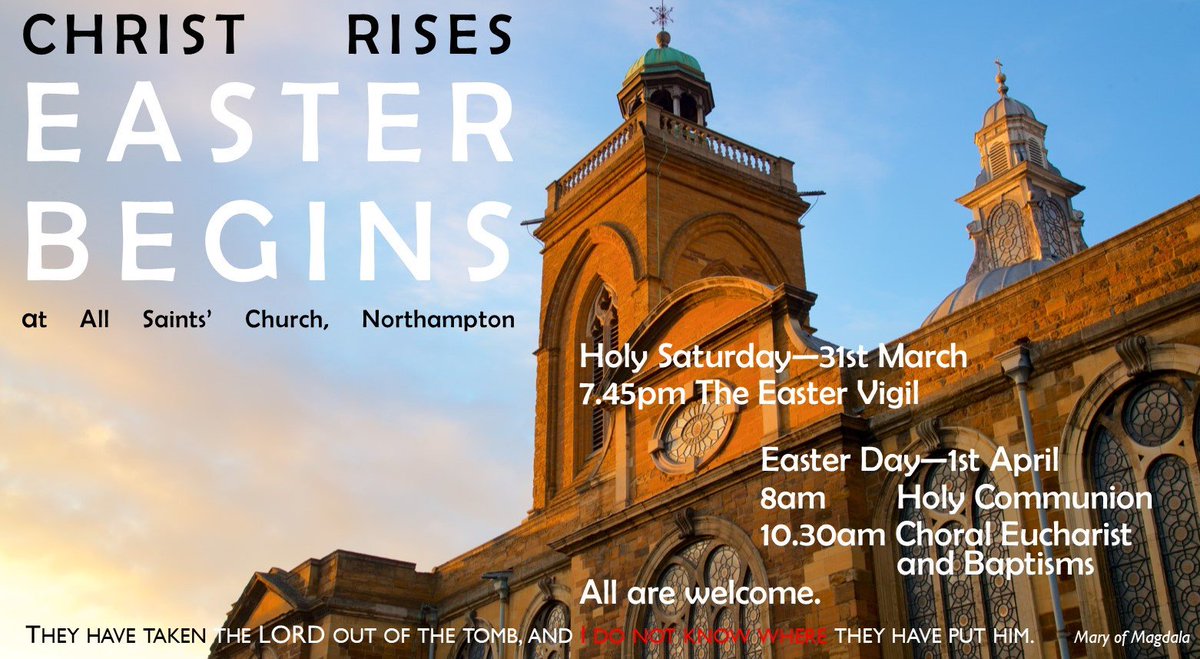 purgstallheath's tweet photo. #Easter is coming to All Saints' Church Northampton. Join our worship at 7.45pm tonight, and see it begin. Come on the morning of Easter Day, and share in the celebrations as new Christians are baptised.. #ThisIsHolyWeek #CelebrateNorthampton #LoveLent #LiveEaster @Peterborodio https://t.co/m2JMep3ApB