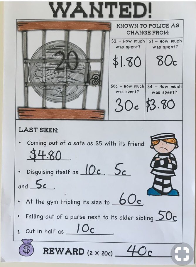 Fun little maths worksheet, really good for those students wanting an extra challenge! #money #maths #acuedu_p