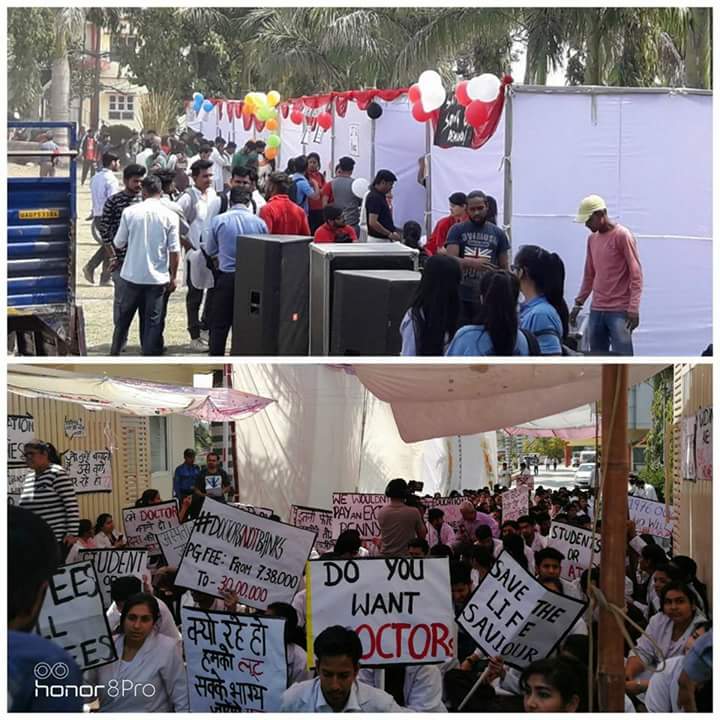 Amaanansari000's tweet photo. we are here struggling day and night for our fees deduction on the other hand this  university is celebrating its fest n founders day..! #doctorsnotbanks https://t.co/PzAW69LZRl