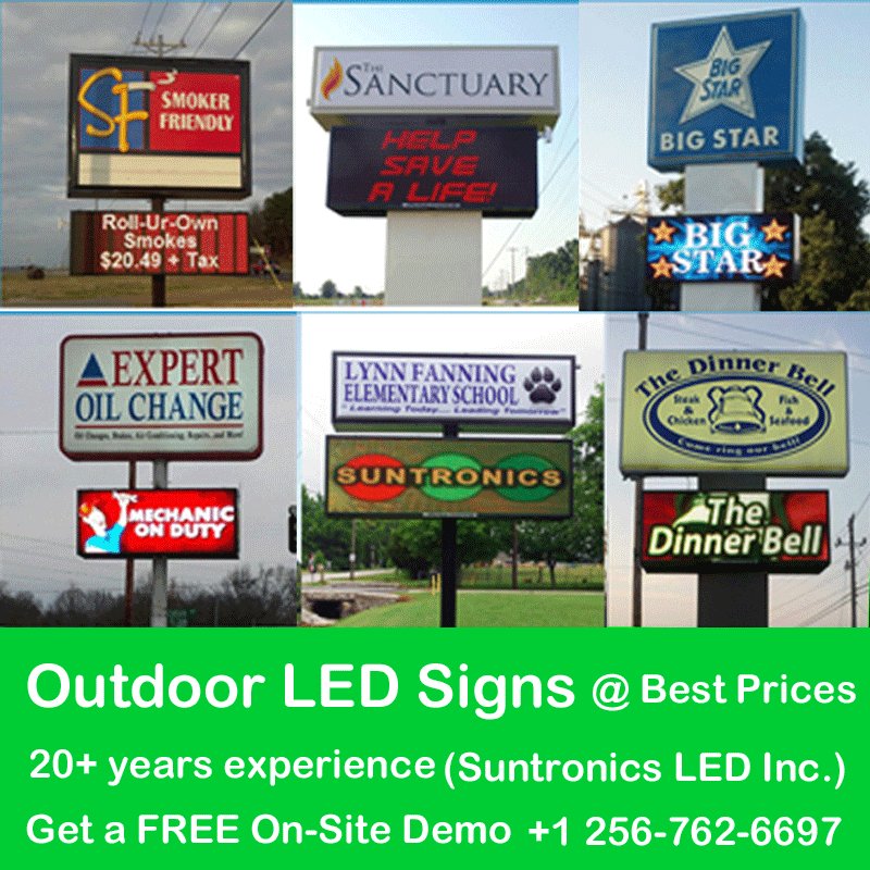 SuntronicsLed's tweet photo. #Quality #LED #Sign in #Alabama, #USA @ Best Prices 🤑🤑
#Special #Discount for #Schools &amp; #Churches 

What are you waiting for? Get a FREE On-Site Demo Today!!!
Contact Us: +1 256-762-6697

➡️➡️ https://t.co/lNbkbAfxks https://t.co/k5V8yllV6R