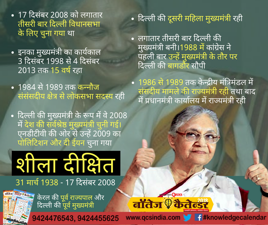 infoeducomu's tweet photo. #sheeladixit #31march #2018 #newindia #knowledgecalendar #padho_sikho_badho https://t.co/hq8I13jecP