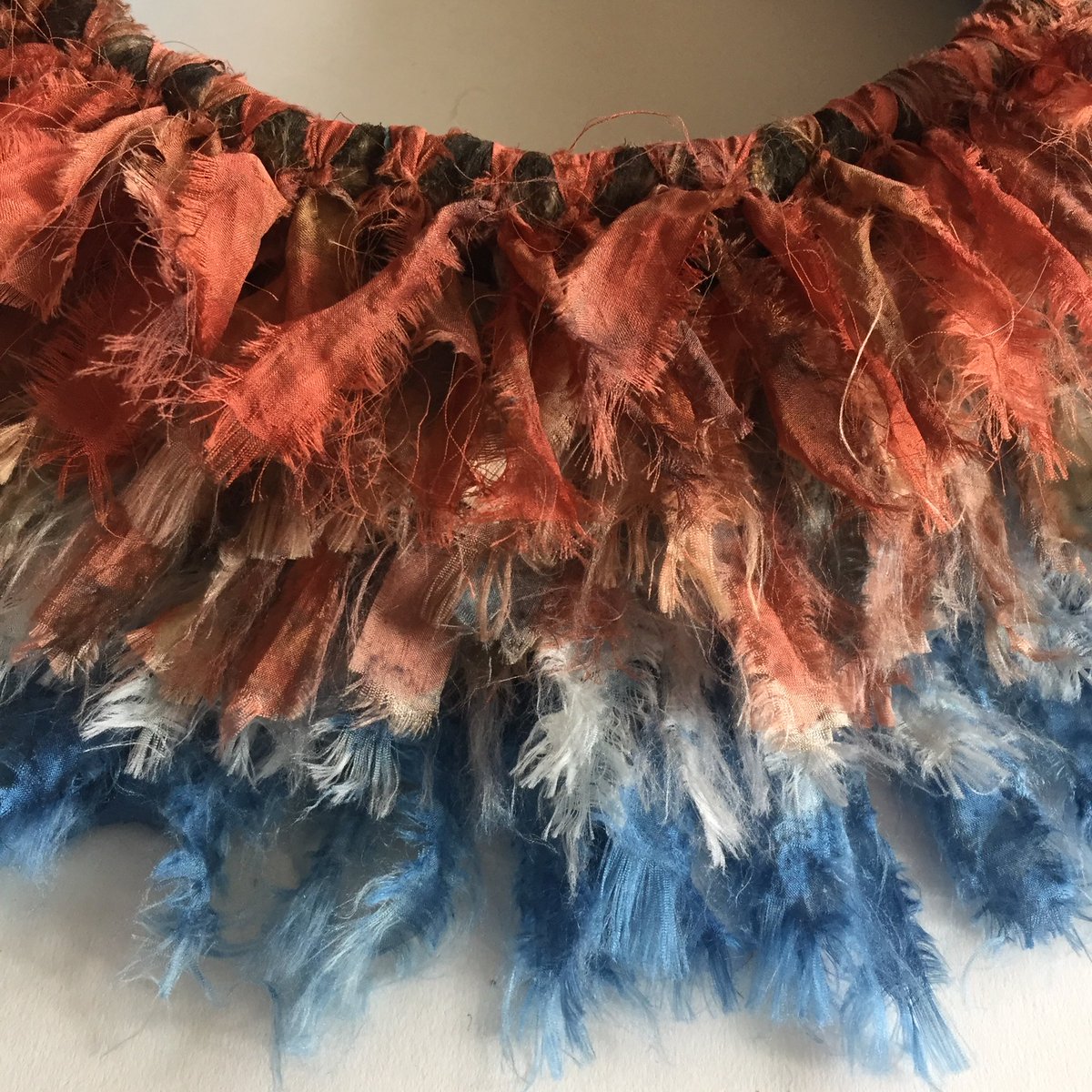 spottedhyenas's tweet photo. New work...
the Colour Notes project (detail)
#weddingcollar #silk #naturaldyes #indigo #eucalyptus #recycled #seasalvage #rust #copperrod @studio21textile https://t.co/6b6bOe2I0m