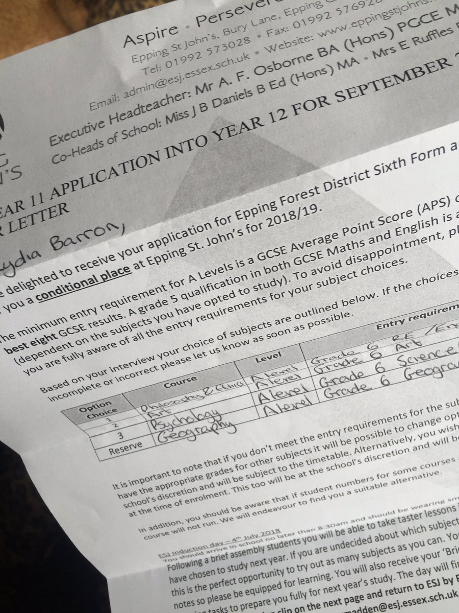 Well done <a href="/lydssbarronxoxo/">Lydia Barron</a> @ESJStudent_Lead very excited to be offered a place <a href="/EppingStJohns/">ESJ</a> <a href="/ESJSixthForm/">ESJ Sixth Form</a> 🎉