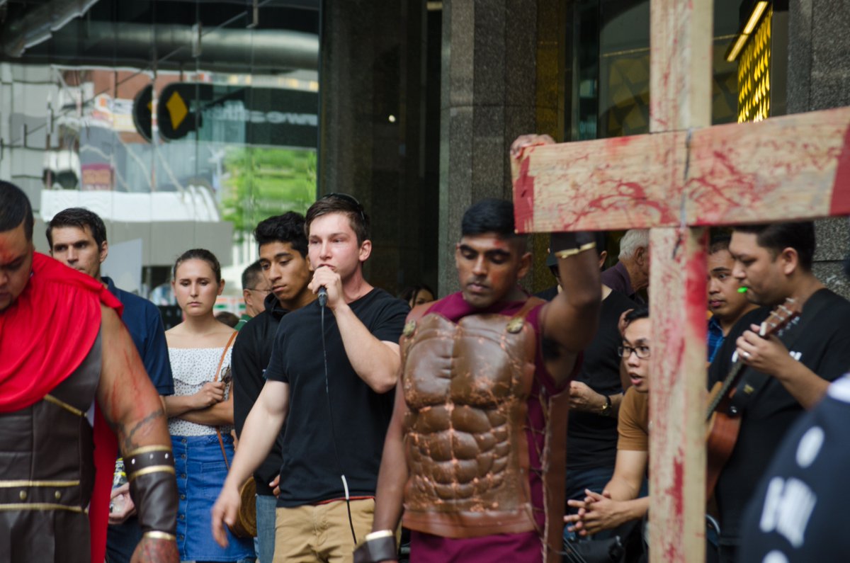 JanelsaOuma's tweet photo. Shot a Easter parade in Brisbane CBD! Great to pick up the cameras and shoot! Also a pleasant reminder why as photographers we need to be super fit #lowkeydied #Photography #Easter #Crucifixion https://t.co/yA23GhwayX