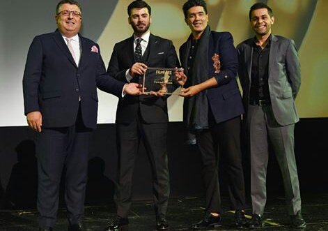 Image result for Fawad Khan receives an award for Best Cinema Icon Pakistan/India at filmfare Dubai 2018