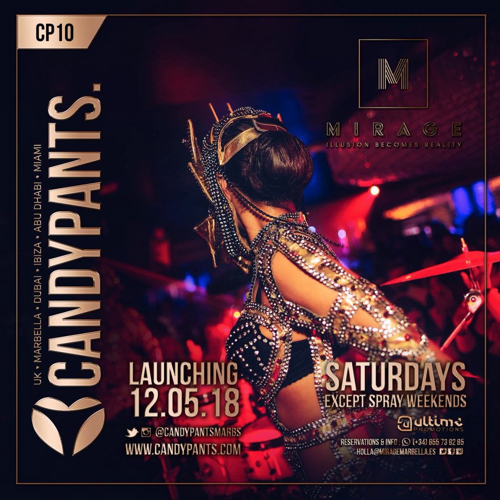 CandypantsMarbs's tweet photo. 6 weeks today until we launch at the incredible @miragemarbella_ on Saturday 12th May #PuertoBanus #Marbs #Mirage #LaunchParty #EverySaturday #ExceptSprayWeekends https://t.co/2EajtnX9bo