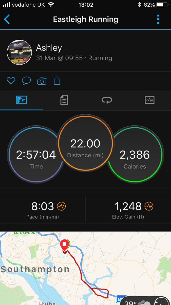CoachAshleyW's tweet photo. My last long run before the big day! So happy with my time... 22 miles in 2hours 57mins 🏃‍♂️😬#londonmarathon2018 #running @smhbasingstoke https://t.co/BcQOYfCki9