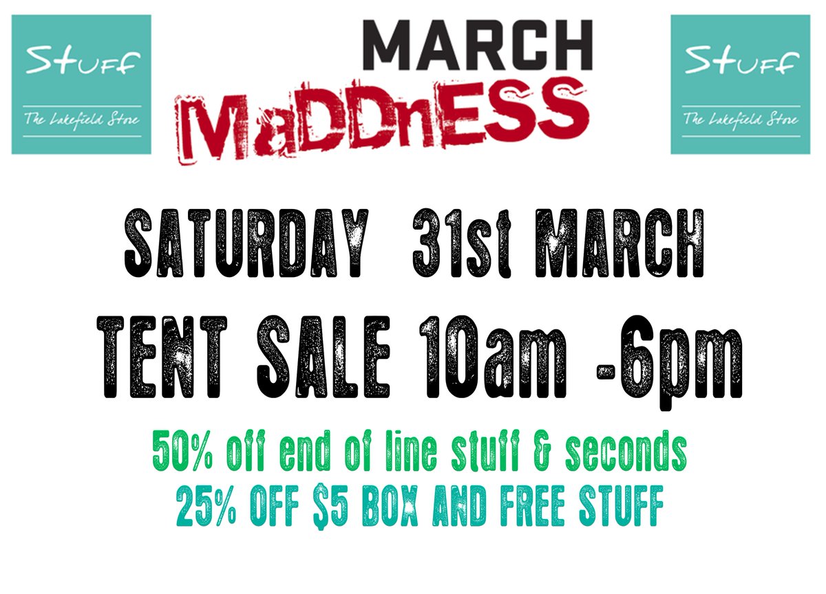 BIG SALE TODAY 10 - 6  FREE tea/coffee with every purchase plus prize draw #sale #freestuff #lakefield