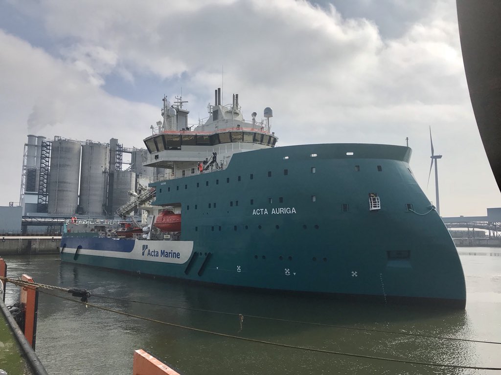 Newbuilding Acta Auriga arrived this afternoon in Eemshaven. #offshorewind <a href="/GroningerHavens/">Groningen Seaports</a> <a href="/ActaMarine/">Acta Marine</a>
