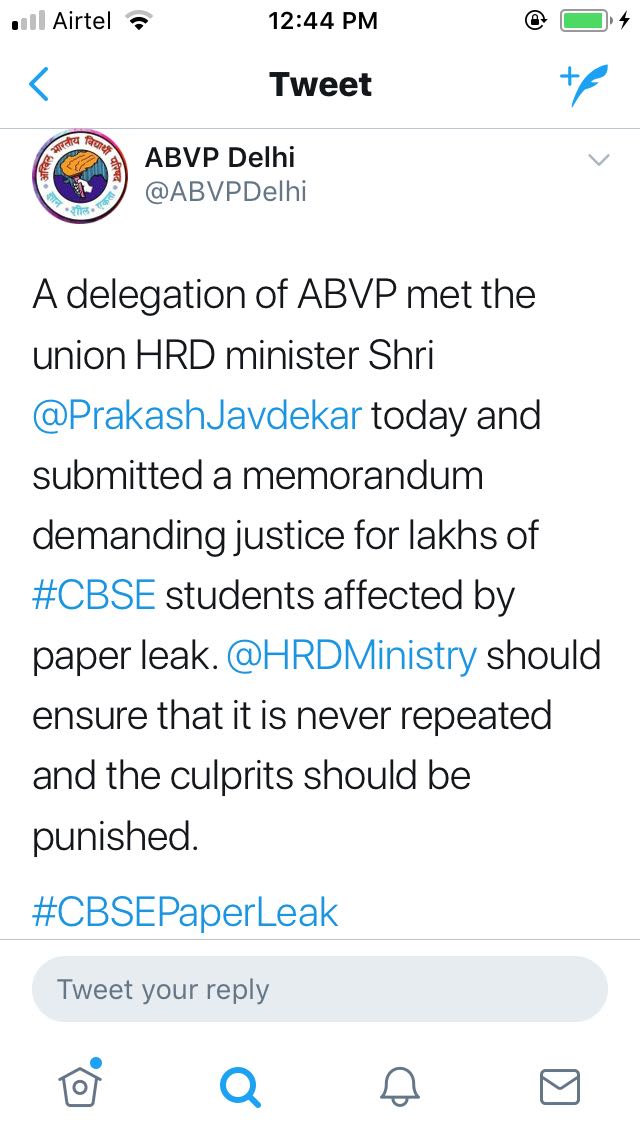Oh my Godse. Irony just died 1000 times #ABVPleaksCBSEPaper