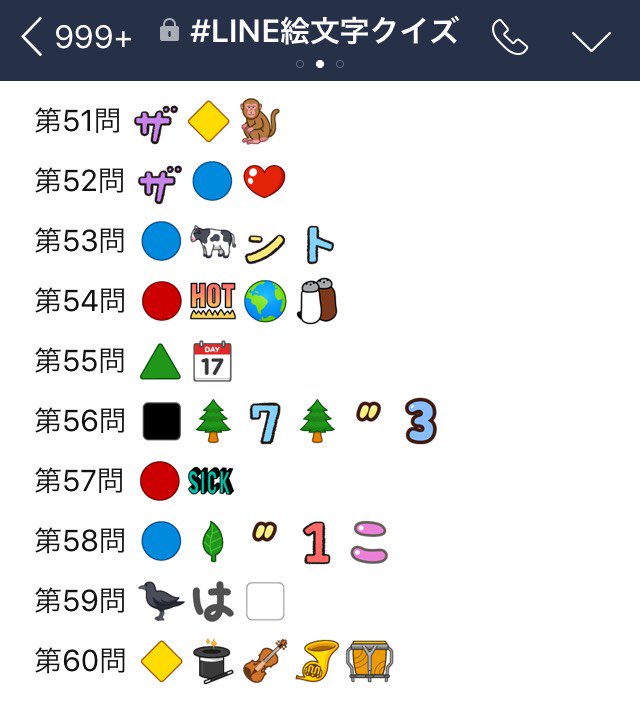 LINE絵文字クイズ ～邦楽・ロック編 PartⅥ～ 【51】～【60】
