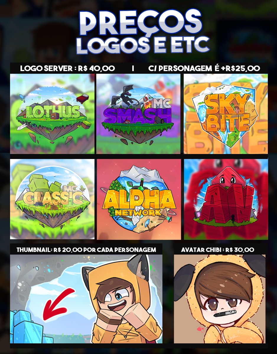 Fiz uma tabela de preços nova!
pedidos por DM (via paypal e mercado pago)
se puder da um RT pra divulgar ;)