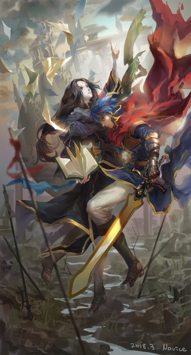 o_Novice's tweet image. FINALLY FINISHED. I love ikesoren forever. Ike's right hand is occupied by Soren so Ragnell is on his left hand.