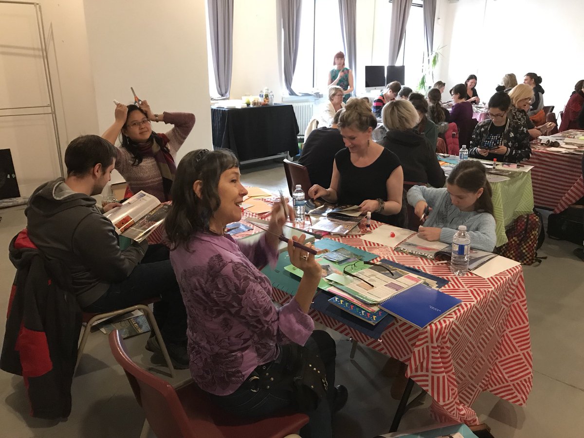 OpenStudio_CC's tweet photo. Full house at today’s Collage Party w/ Sydney Rose at @cambriancollege ‘s Open Studio, 93 Cedar St. Suite 303 until 4 pm. #collage #collageart #community #sudburyontario https://t.co/zLrb0vIKGx