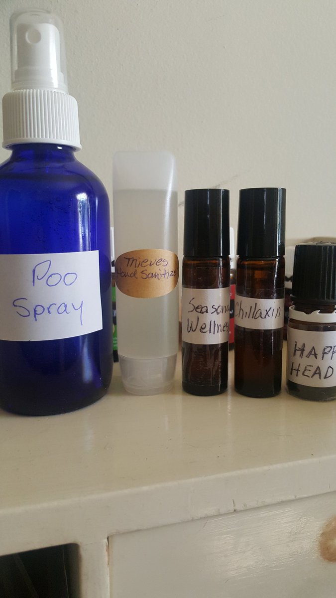 Here's what was on the DIY menu today.  #poospray #thieveshandsanitizer #seasonalwellness #chillaxin #happyhead