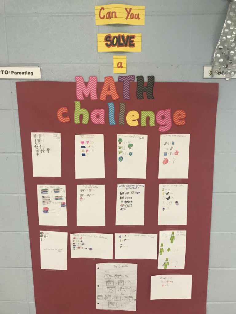 jennifeready22's tweet photo. After solving a #mathchallenge daily for a couple weeks, time to challenge Ss to create their own #mathchallenge for others. #mathematicalthinking #higherlevellearning @EicholdMertzMST @MobilePublicSch @mashupmath @MDuBoseAdams @SuperPeek https://t.co/ndWcQTF7Aq