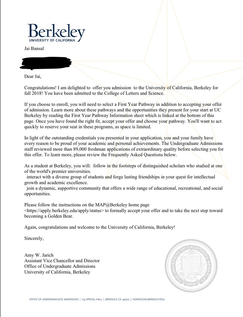TechnoloJai's tweet photo. Nothing is final yet, but very happy to tell everyone that I was admitted to UC Berkeley for the class of 2022 🐻#Berkeley2022 @UCBerkeley https://t.co/a4YwK6Dku2