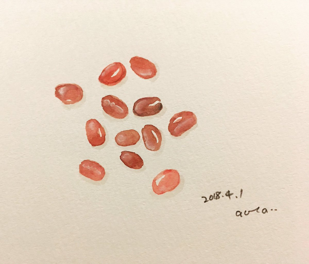 イイダaotaアヤカ 4 1 は エイプリルフールですが 毎月１日は あずきの日 らしいです イラストによる食卓 スケッチによる食卓 イラスト 水彩 水彩画 Illustration Drawing Japanesefood 今日は何の日 あずき 小豆 Red ４月はたくさん