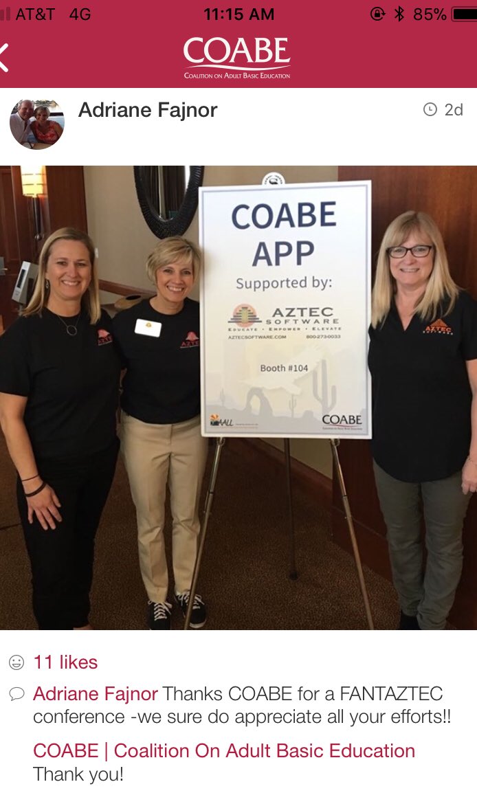 AdrianeFajnor's tweet photo. Great week@COABE meeting so many lovely educators! #COABE18 #adultedu #educateandelevate https://t.co/isayNbVzP9