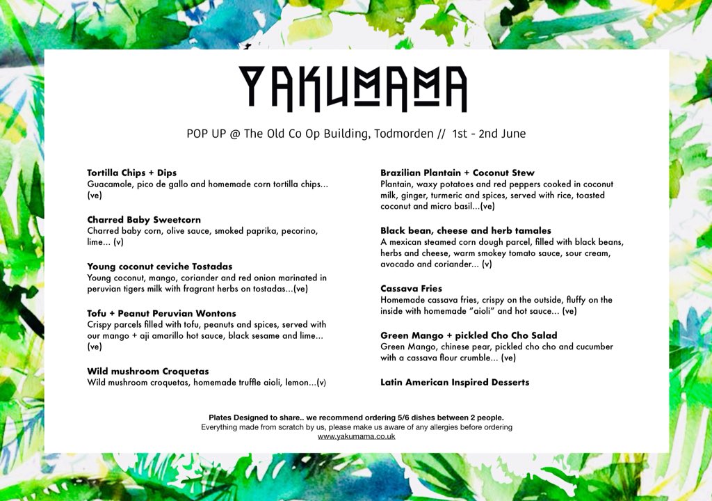 yakumama00's tweet photo. A little something to wet your appetite... our pop up at the Old Co-op in Todmorden will be looking a little something like this... latin american inspired small plates, good wine, good beer and maybe even a cheeky margarita or 2..tickets imminent... #todmorden #popup #restaurant https://t.co/YoFOJwed12