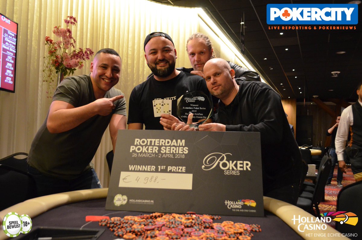 PokerCityNL's tweet photo. #RotterdamPS: Micha Hoedemaker bust Farukh Tach met KK > JJ op 57934. Tach wist gisteren nog het €440 NLHE Bounty event te winnen (€4.988), maar kon nu gaan re-enteren https://t.co/t38IQLcGvH @PokerSeriesNL https://t.co/qHHF4GaGgO