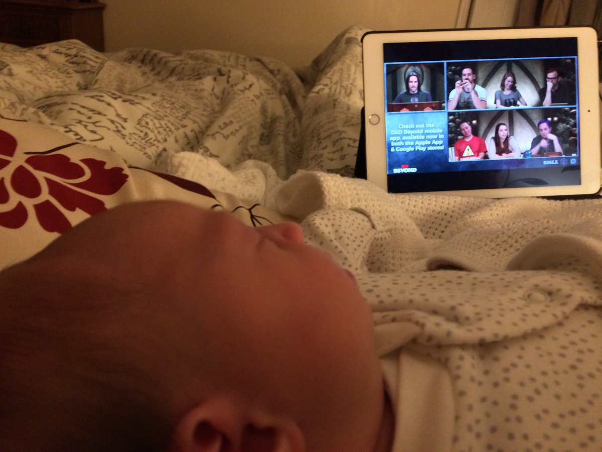 Anthony_Booth's tweet photo. @CriticalRole, teaching our newborn what weekends are all about https://t.co/xPabb51rSF