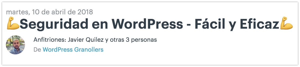 gnumax's tweet photo. Meetup de 💪Seguridad en WordPress 🔐 Fácil y Eficaz💪 https://t.co/l4PZNWmv6Z #Meetup #08401Granollers organizado por @wpgranollers e impartido por @JavierQuilez ¡Te esperamos! 🔥🔥🔥🔥 #wordpress #seguridad #wpseg #meetup #Granollers https://t.co/1R7b4mayWB
