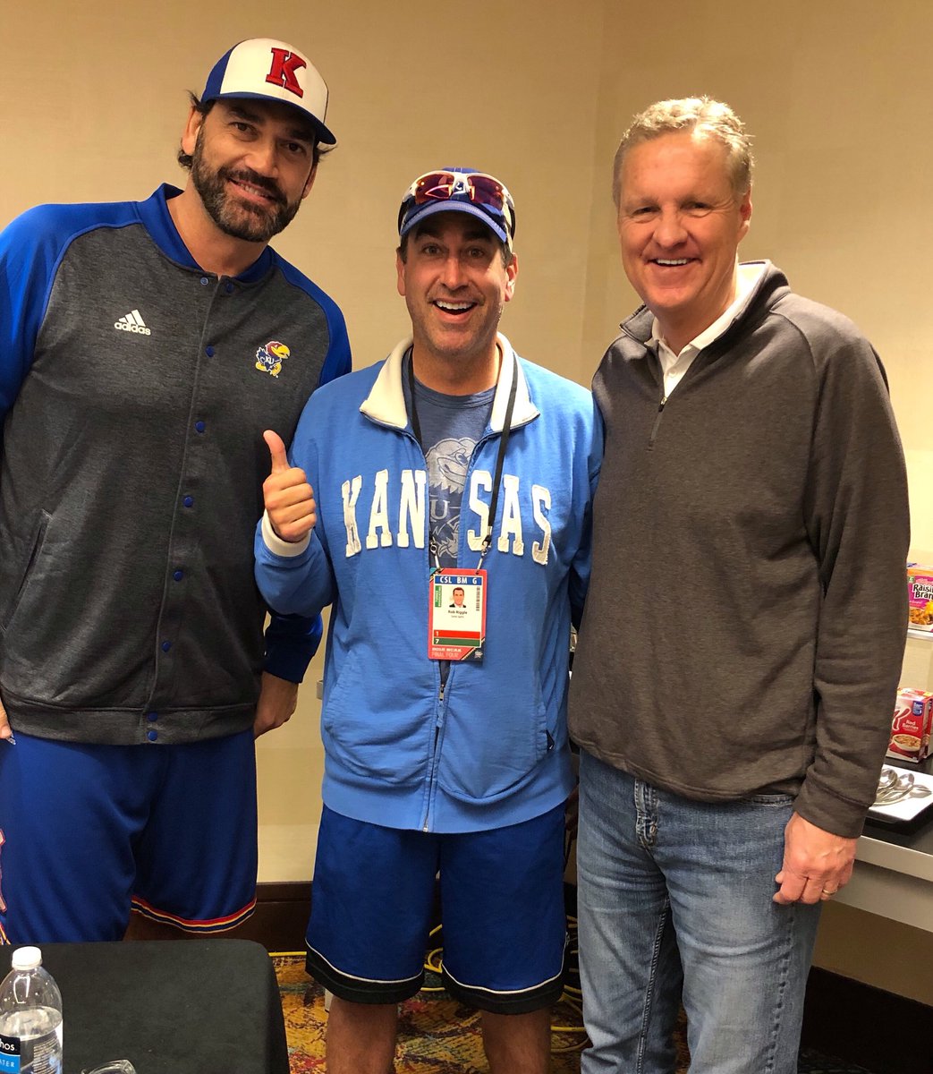 DArmstrongWow's tweet photo. The KU TeamCast trio. Tune in to TNT tonight as we watch the Jayhawks take on the Wildcats in the #FinalFour. #KUbball https://t.co/QLX0BuBA0U