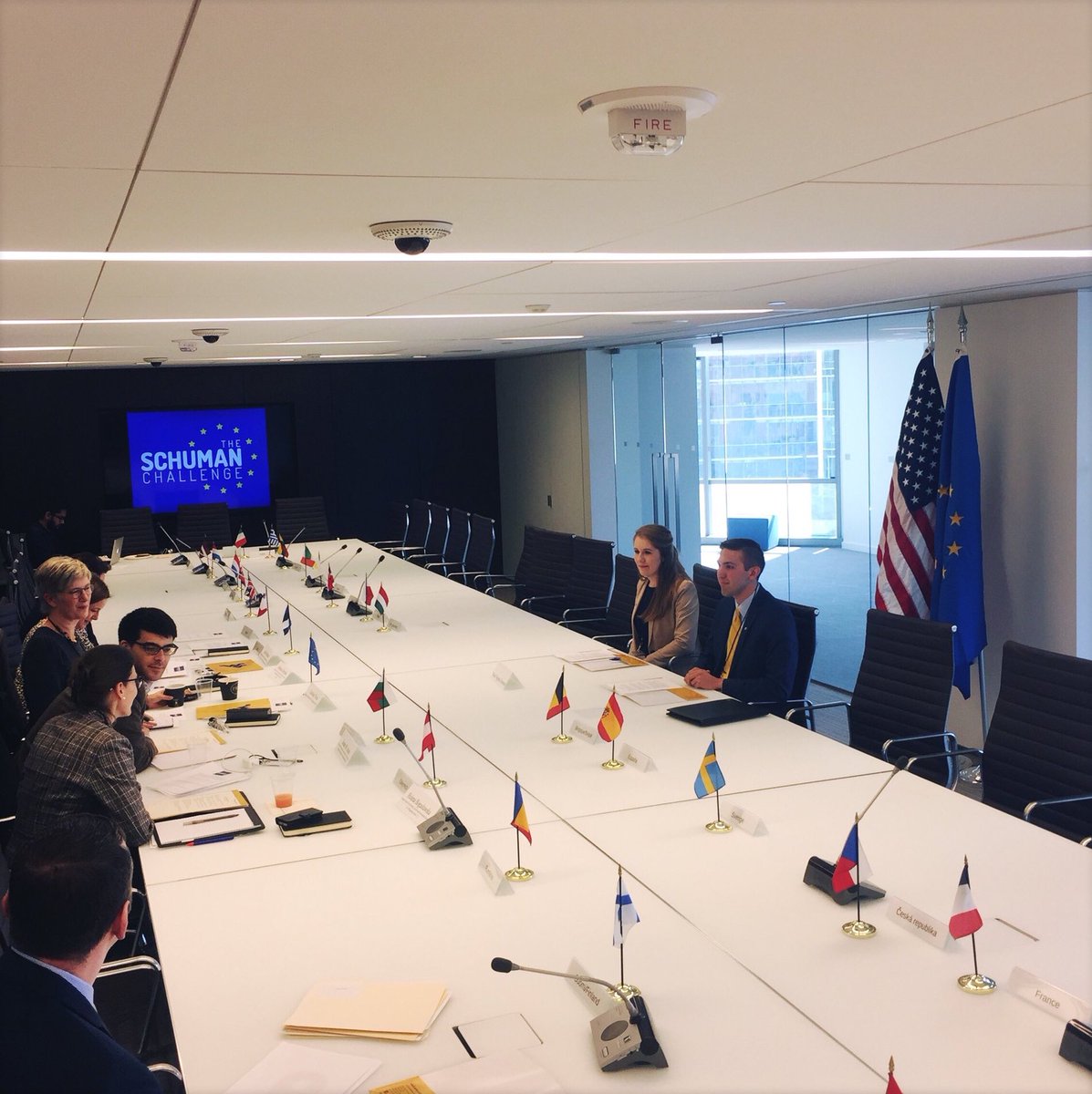 A week ago, I had the privilege of participating in the #SchumanChallenge with my friend, @garrettburgess. We presented a proposal for EU-US cooperation for North Korean nonproliferation. 10 schools competed at the EU delegation to the US, and we won! 
#Mountaineers #GoFirst