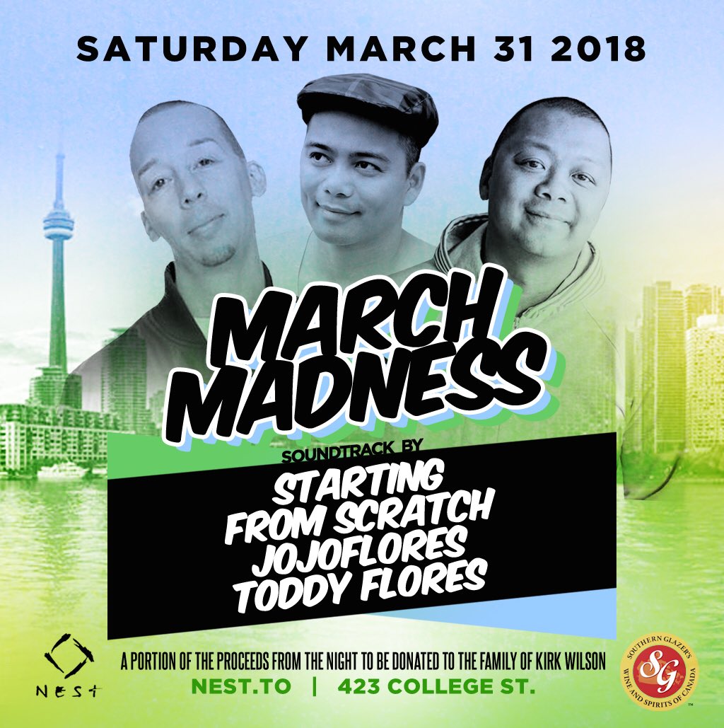 whitelabelpod's tweet photo. March Madness going down tonight with top selectors DJ Starting From Scratch &amp; Jojo Flores &amp; Dj Toddy Flores inside Nest!

This one is for a great cause as a portion of the proceeds will be going to the family of Kirk Wilson. Join us for what is sure to be a great night of beats! https://t.co/yKbdg3sXKW