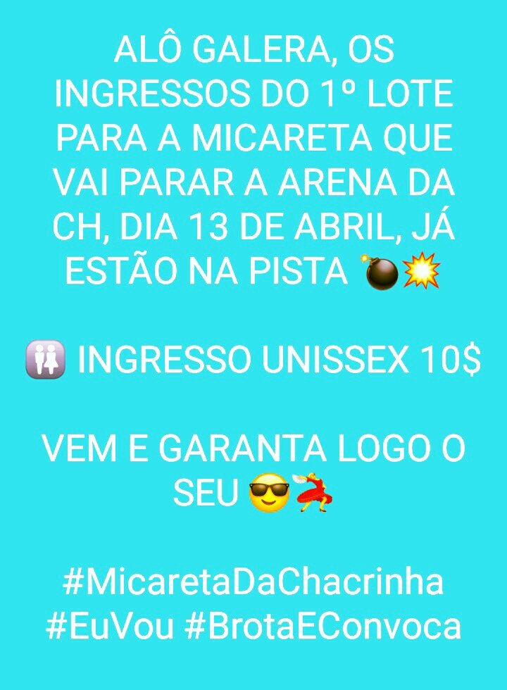 eu2dcrf's tweet photo. Vem que vem 
Dia 13 de Abril todos caminhos te levam pra #MicaretaDaChacrinha 💥💣

Unissex 10,00 💴
Só chamar no Zap 994501548 https://t.co/aK9MGPbMsT