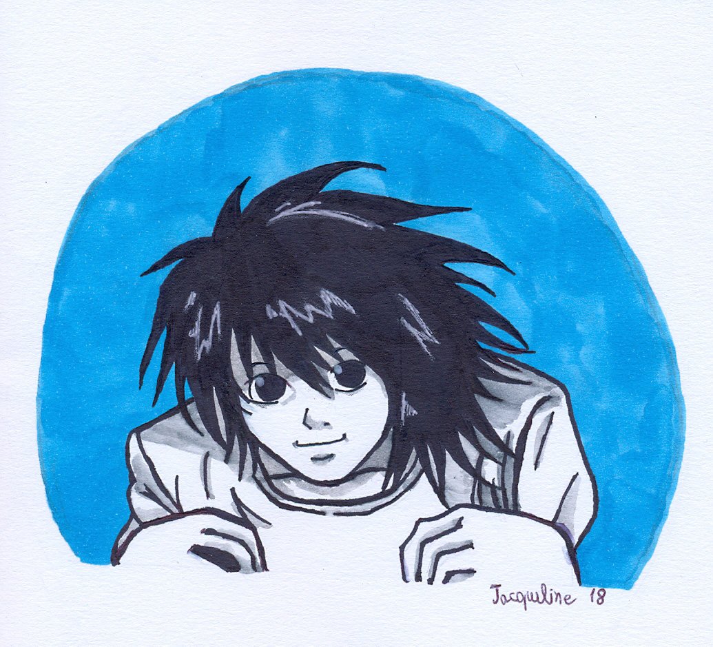 jacque_jacko's tweet photo. #L  from #deathnote anime/manga #lightyagami #ryuzaki #anime #manga #markerchallenge #sharpies #copicmarkers https://t.co/LBexshbrF5