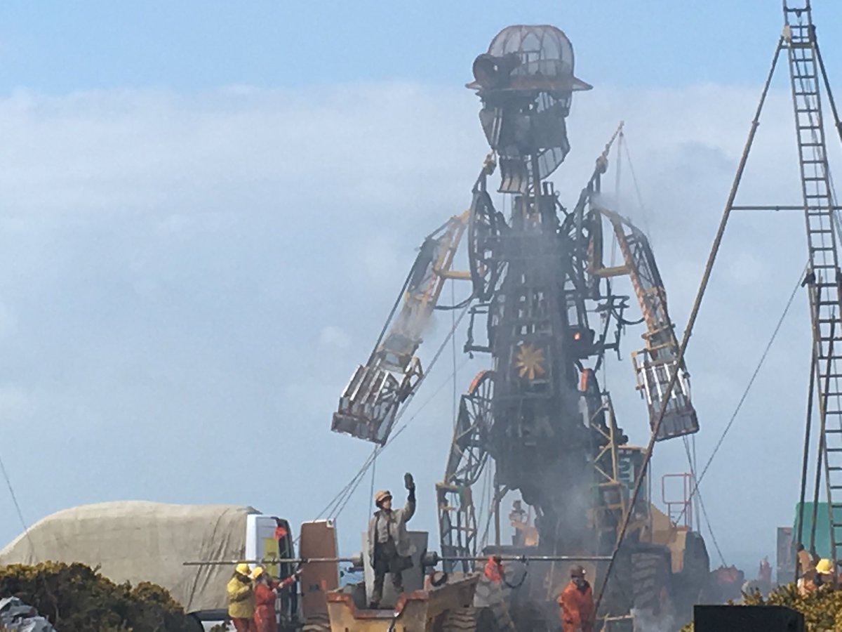 EvocativeCorn's tweet photo. Spectacular show this afternoon - The Man Engine @TheManEngine Resurrection Tour at Geevor Mine.  Great history lesson from Will Coleman @GoldenTreeUK on mining in #Cornwall .  Good luck with rest of the tour. https://t.co/DX9LswpwYQ