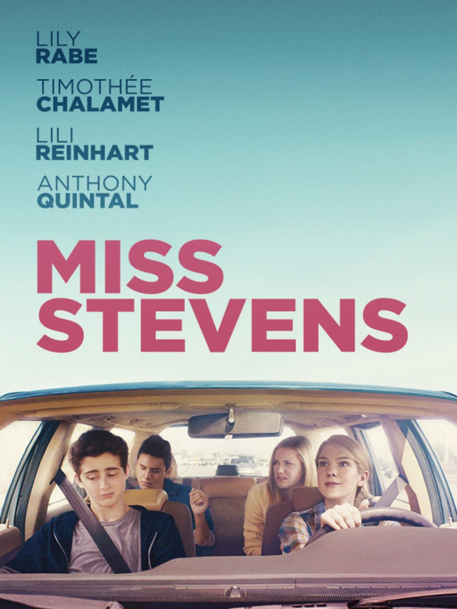 Miss Stevens:Cute movie about three teens who travel to a weekend drama competition with their high school teacher. The teens are played by a strange mix of familiar faces: Lili Reinhart (Riverdale), Timothée Chalamet, and Lohanthony. Lighthearted and enjoyable.