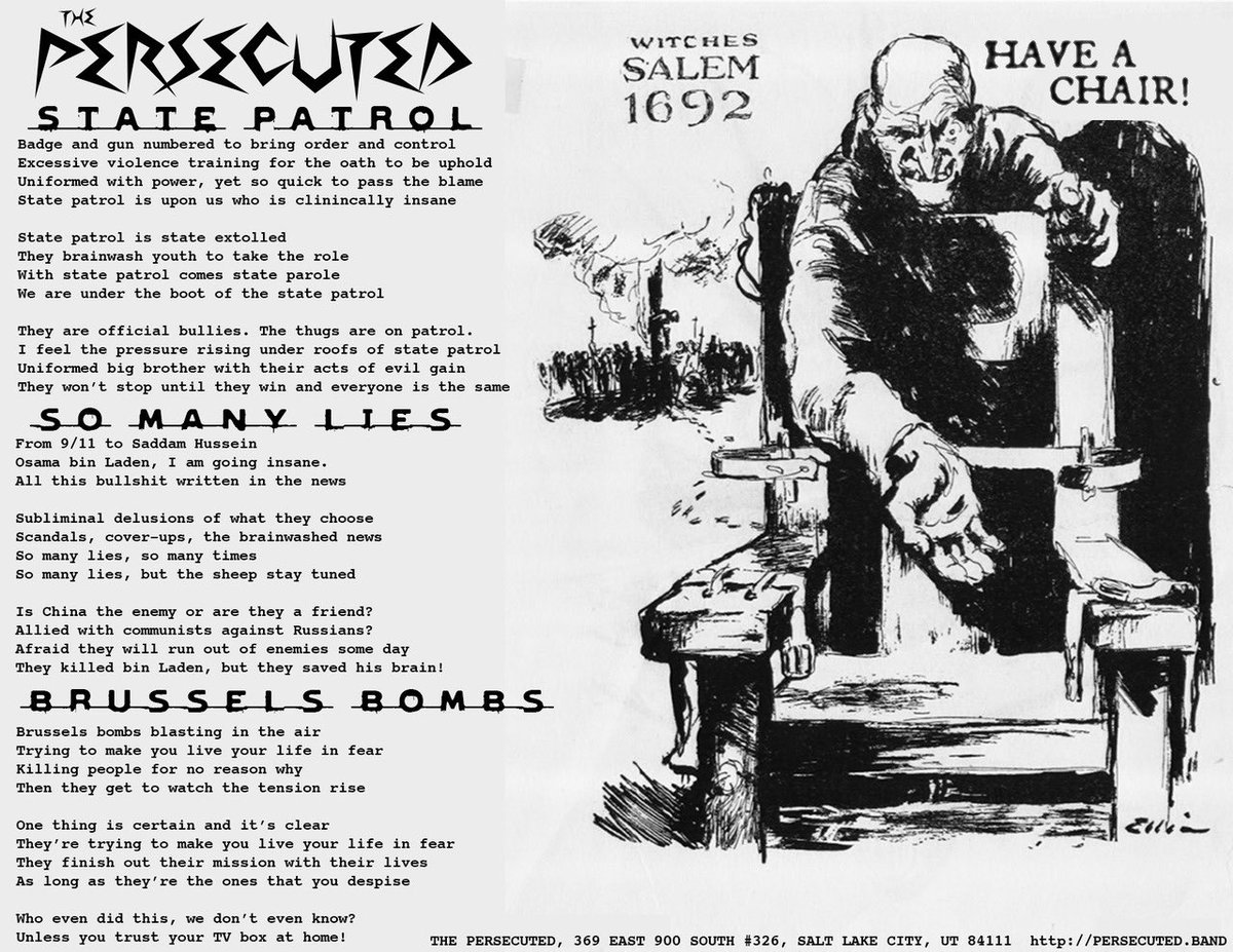 Persecuted82's tweet image. Lyric sheet for 3 of our songs