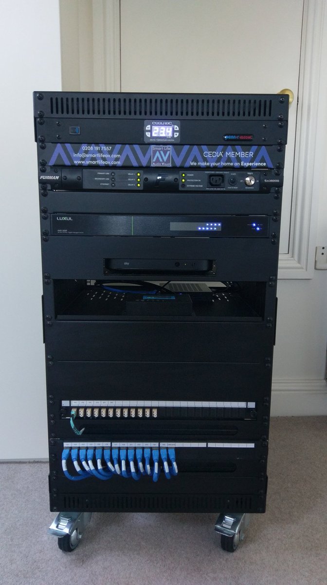 SmartLifeAV's tweet photo. Might as well enter another #LuxulInstall into the mix here's a smaller one we did. Fiber linking two Luxul switches together https://t.co/X5ObPtVquF