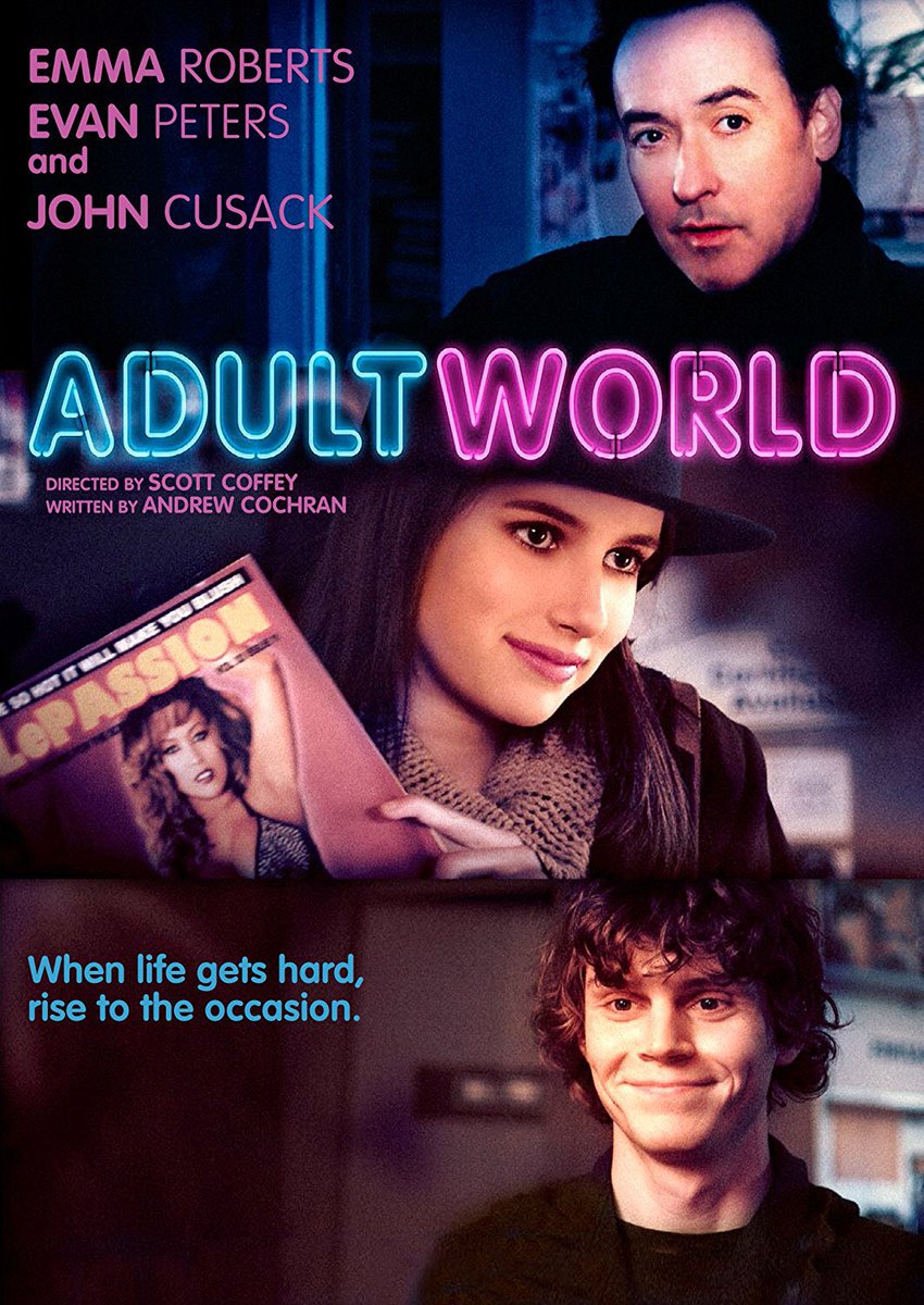 Adult World:Emma Roberts plays a recent college grad who works at a sex shop to make money, but she’s really a wannabe poet who tracks down her favorite writer (played by John Cusack) and befriends an artist (Evan Peters) who makes her rethink her beliefs along the way.