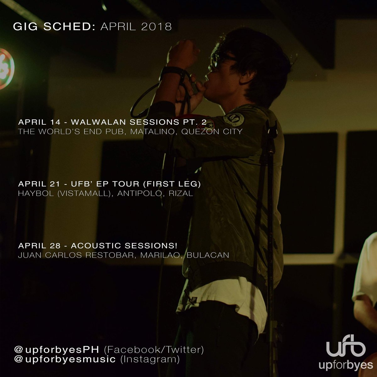 upforbyesph's tweet photo. April Gig Sched! See you on these dates. π #ufbPH https://t.co/dO0Xt2JY3y