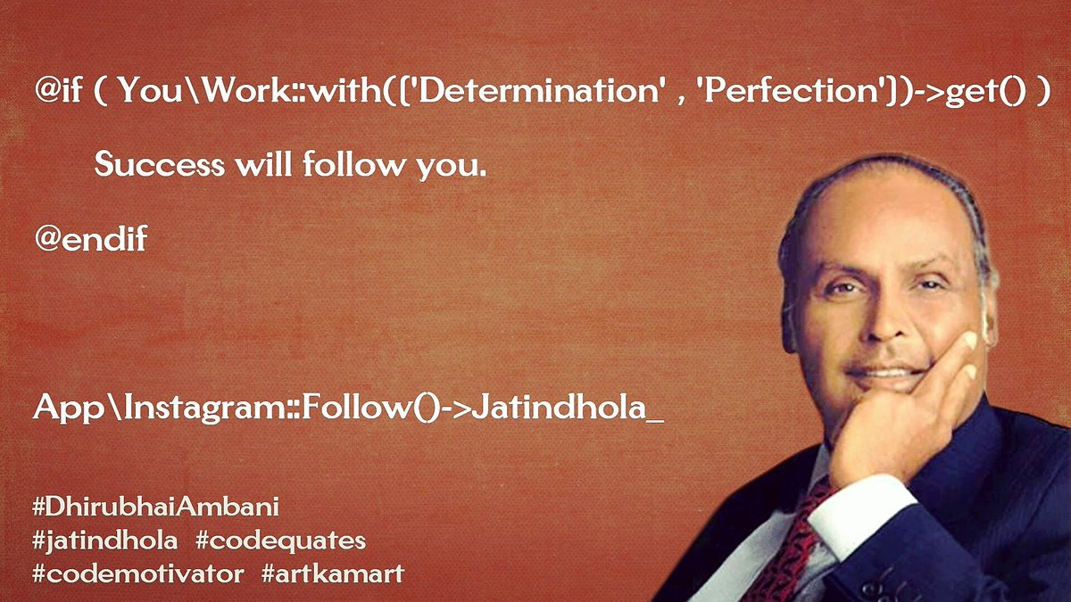 jatindhola_'s tweet image. ᴀᴘᴘ\ɪɴsᴛᴀɢʀᴀᴍ::ғᴏʟʟᴏᴡ()->@jatindhola_ .
#codemotivator #codemotivation #artkamart #jatindhola #codequates #laravel #dhirubhaiambani #mukeshambani #reliance #jio #softwaretester #softwareengineer #softwaredeveloper #thecrazyprogrammer #softwaretesting #webdev #webdev