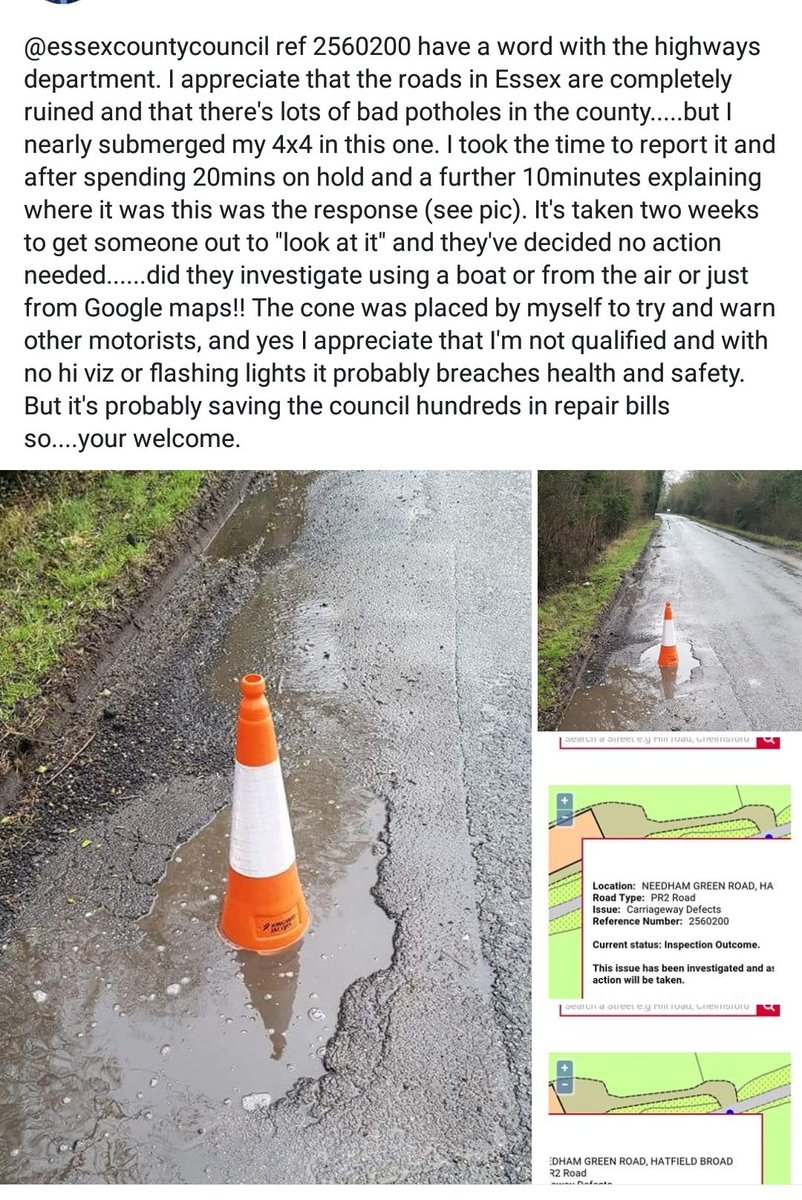 <a href="/essexhighways/">Essex Highways</a> <a href="/BBCEssex/">BBC Essex</a> <a href="/HertsEssexObs/">Herts and Essex Observer</a> <a href="/Essex_CC/">Essex County Council</a> <a href="/StortfordIndie/">StortfordIndependent</a> 
How is there no action needed for this??