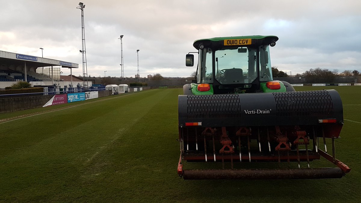 Really not ideal conditions for it, but with mondays weather looking how it is, doing everything possible to make sure the pitch is as open as possible to get the rain through to keep the game on. Not how I saw April going in honesty.