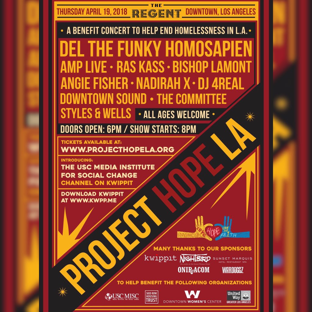 DelHIERO's tweet photo. LA slide through and fuNk with @amplive and I 4/19 for the first #Gate13 release show with @RasKass @BishopLamont and more for #ProjectHopeLA Tix: https://t.co/TopWvwpXux https://t.co/y2t8K21iZF