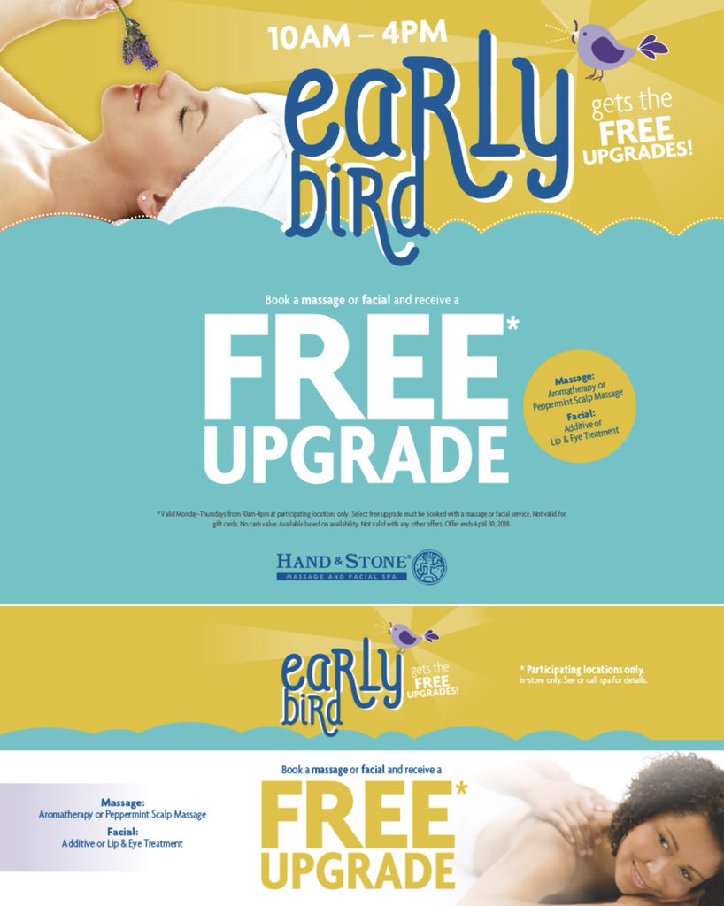 HS_Danforth's tweet image. All of April take advantage of our #earlybird special! Receive your choice of a free Aromatherapy or a Peppermint Scalp Massage with your Massage and you can also add a free Additive or Lip &amp;amp; Eye treatment to your facial. What better way to welcome #aprilshowers  #giveaway