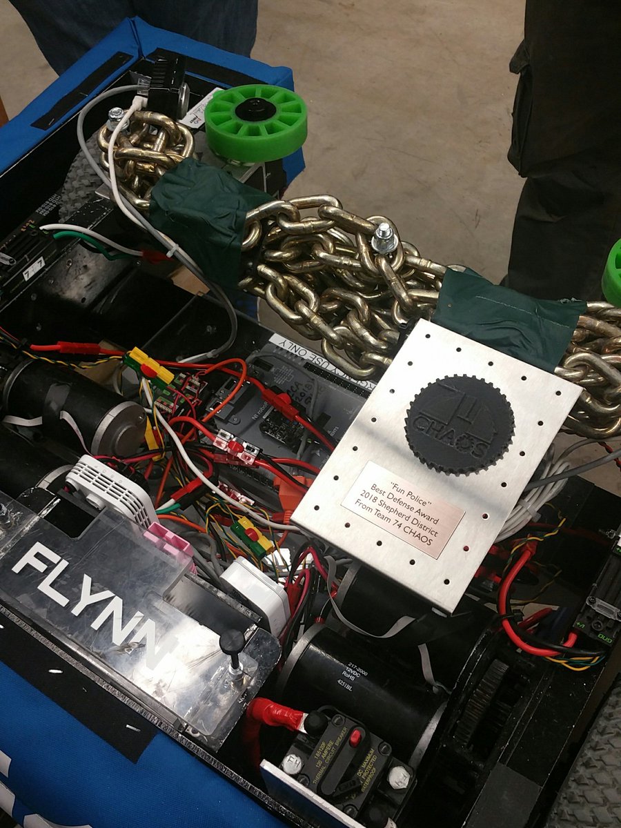 Special thanks to <a href="/frcteam74/">Team C.H.A.O.S.</a> for recognizing our defensive efforts. We had a blast playing #powerup at #shepherd with you! #omgrobots