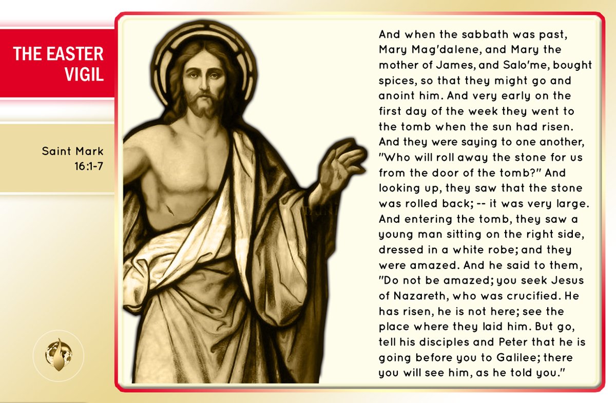 #DailyGospel Holy Saturday Night: The Easter Vigil
Do not be amazed; you seek Jesus of Nazareth, who was crucified. He has risen, he is not here.
Christ Is Risen! Happy Easter!