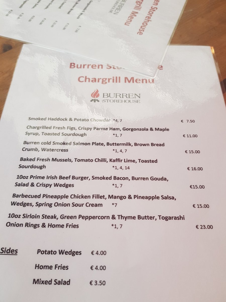 #Lisdoonvarna #burren
We were spoilt for choice Pizza menu &amp; Chargrill menu
<a href="/BurrenStorehse/">Burren Storehouse</a> <a href="/VisitLisdoon/">LisdoonvarnaTourism</a> <a href="/visitBurren/">Visit the Burren</a> <a href="/VivKelly3/">Viv Kelly</a> ..full house ..and lovely to see lots of locals..