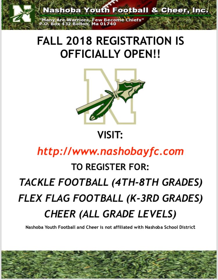 NYFC_Chiefs's tweet photo. Fall 2018 registration is officially open!! @LBMSPrincipal @Pk8SawyerSchool @Center_scs https://t.co/myDbmI3YFV