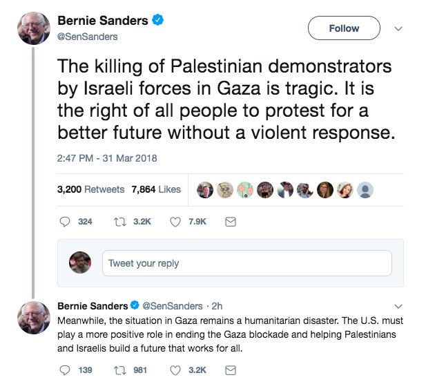 IfNotNowOrg's tweet photo. Thank you, @SenSanders. We need more Jewish leaders speaking clearly and openly about the daily nightmare of Occupation. 

There can be no liberation alongside occupation. https://t.co/WACpTEmYeS