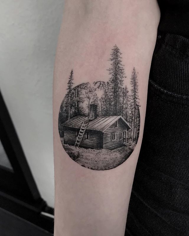 Log Cabin in the woods for  Black Rose Tattoo Studio  Facebook