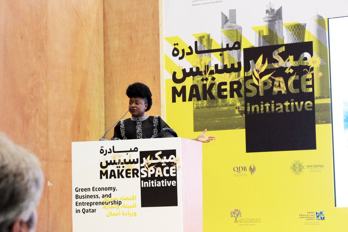 adenikeakins's tweet photo. I was invited to speak as a Young Green Leader @HBKU @makerspaceqa on Green Business, Economy and Entrepreneurship in #Qatar. I highlighted the various initiatives of @Green_thecampus 
#makerspaceqa #entrepreneurship #green #people #academics https://t.co/0XX0hz03Ui